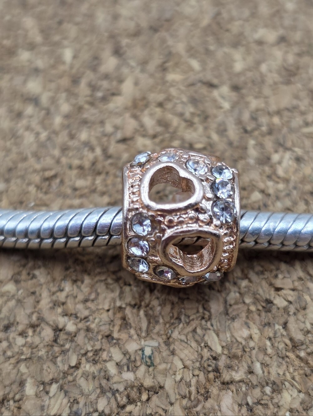5/$25 ❤️ ROSE GOLD OPEN HEART CZ SPACER CHARM FOR PANDORA
